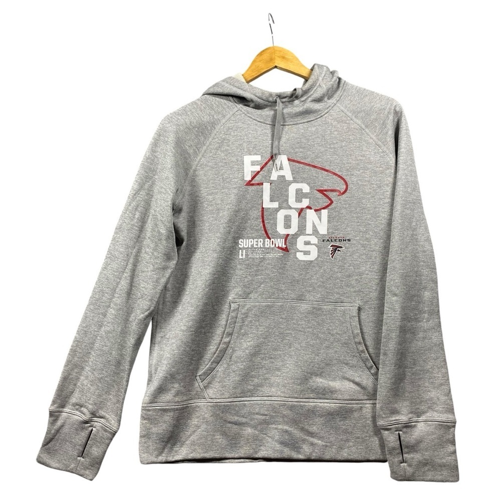 Nike Therma Fit Hoodie Atlanta Falcons Super Bowl 2017 Womens Large Gray‎